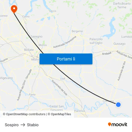 Sospiro to Stabio map
