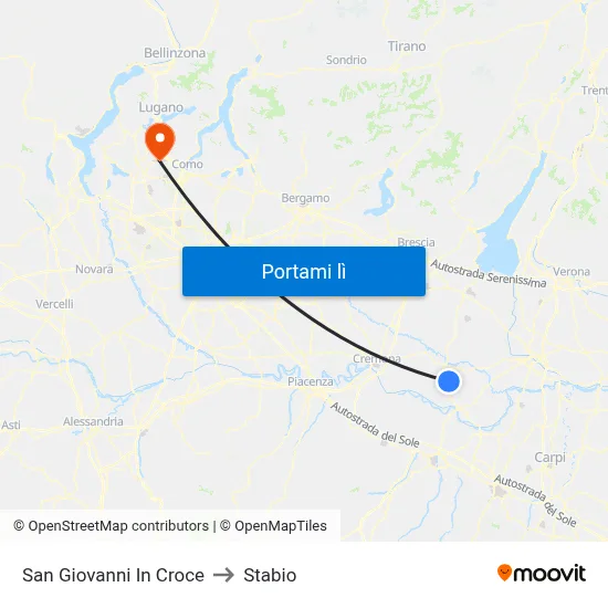 San Giovanni In Croce to Stabio map