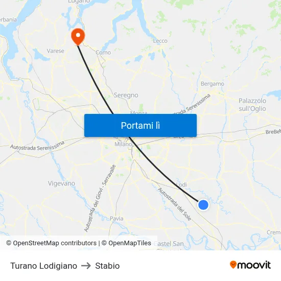 Turano Lodigiano to Stabio map