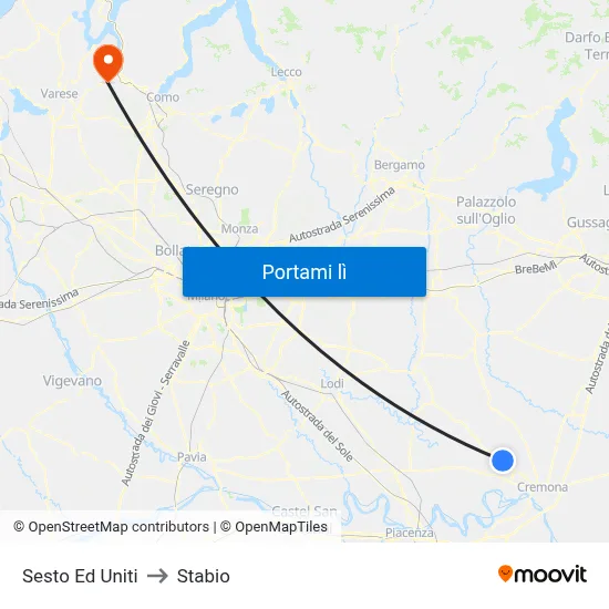 Sesto Ed Uniti to Stabio map