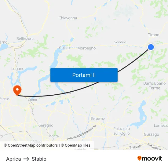 Aprica to Stabio map