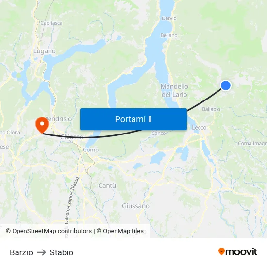 Barzio to Stabio map