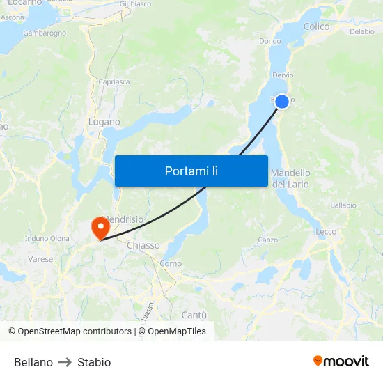 Bellano to Stabio map