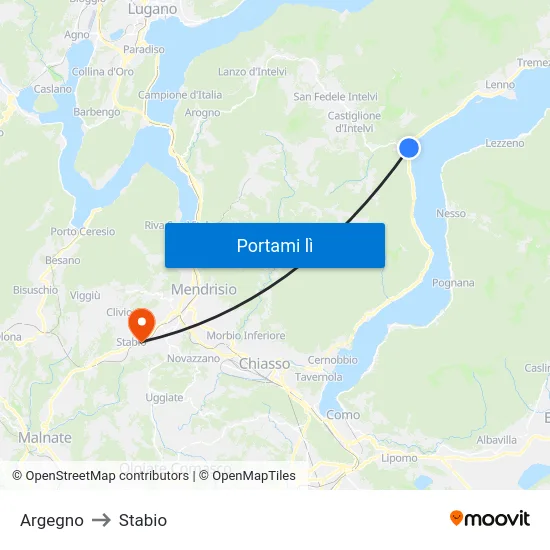 Argegno to Stabio map
