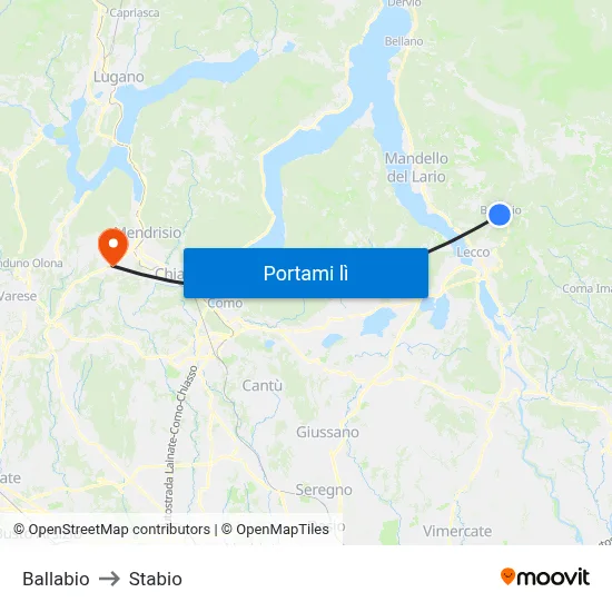 Ballabio to Stabio map