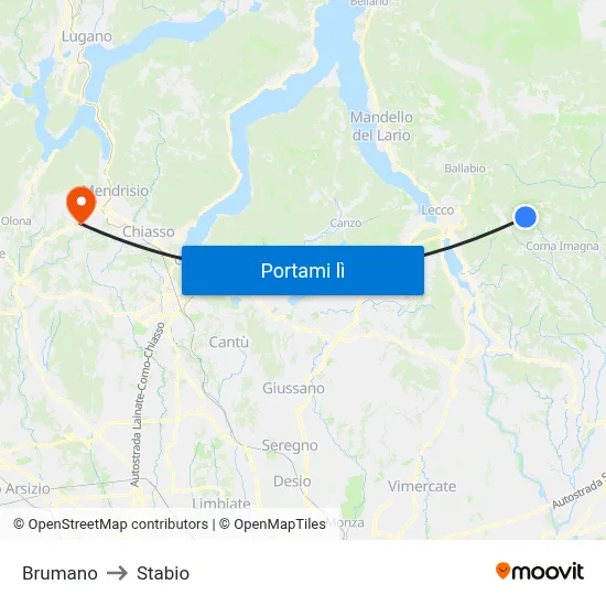 Brumano to Stabio map