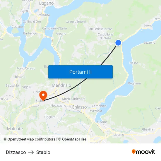 Dizzasco to Stabio map
