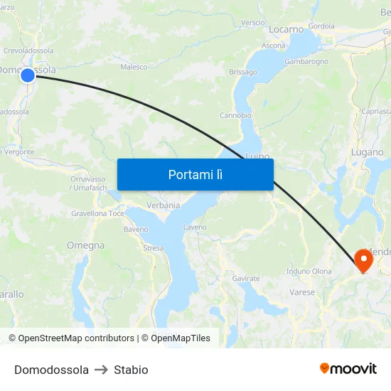 Domodossola to Stabio map