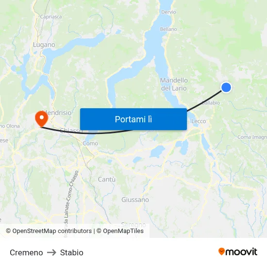 Cremeno to Stabio map