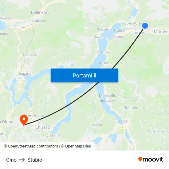 Cino to Stabio map