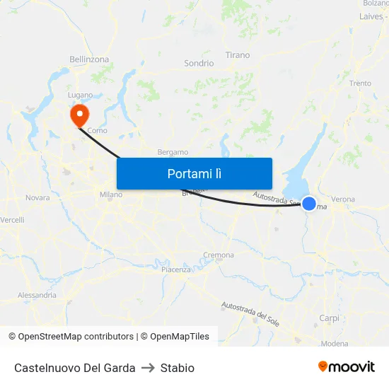 Castelnuovo Del Garda to Stabio map