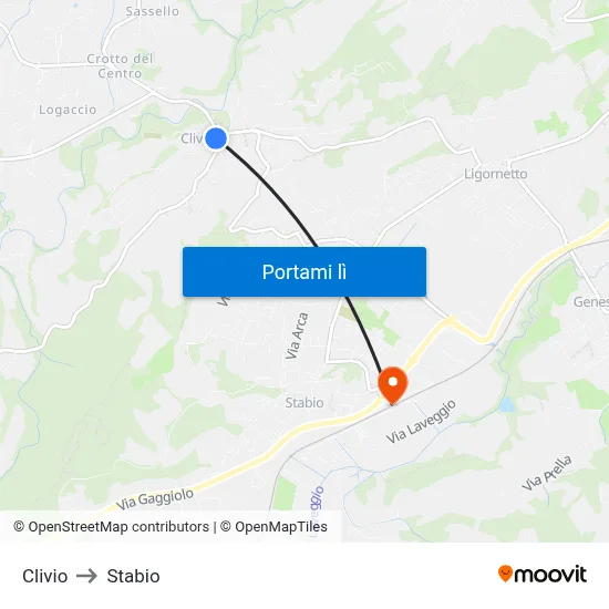 Clivio to Stabio map