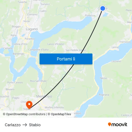 Carlazzo to Stabio map