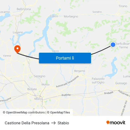 Castione Della Presolana to Stabio map