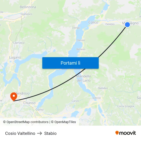 Cosio Valtellino to Stabio map