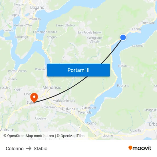 Colonno to Stabio map