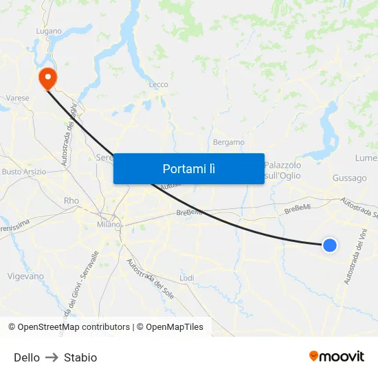 Dello to Stabio map