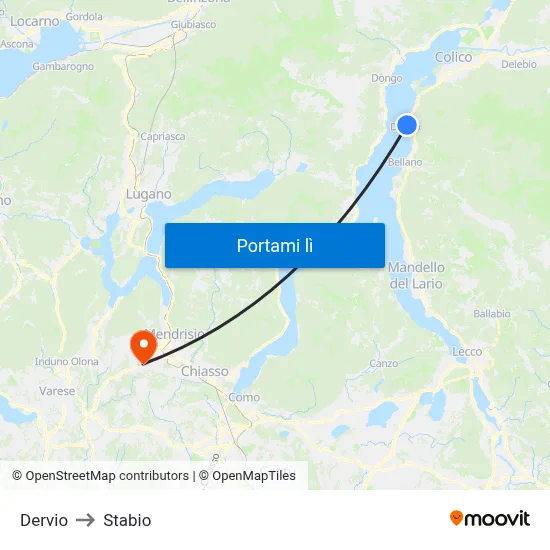 Dervio to Stabio map