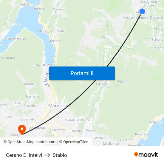 Cerano D' Intelvi to Stabio map