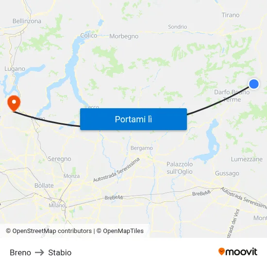 Breno to Stabio map