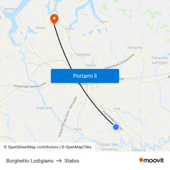 Borghetto Lodigiano to Stabio map
