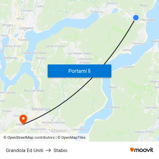 Grandola Ed Uniti to Stabio map