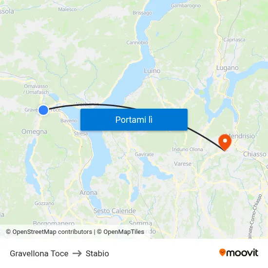 Gravellona Toce to Stabio map