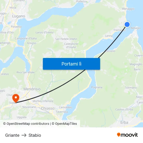 Griante to Stabio map