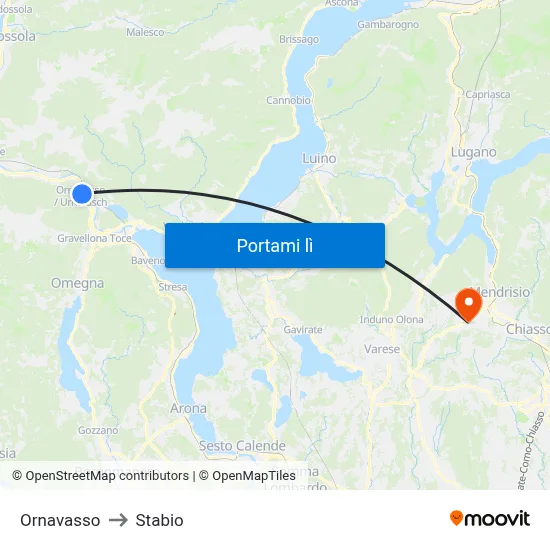 Ornavasso to Stabio map
