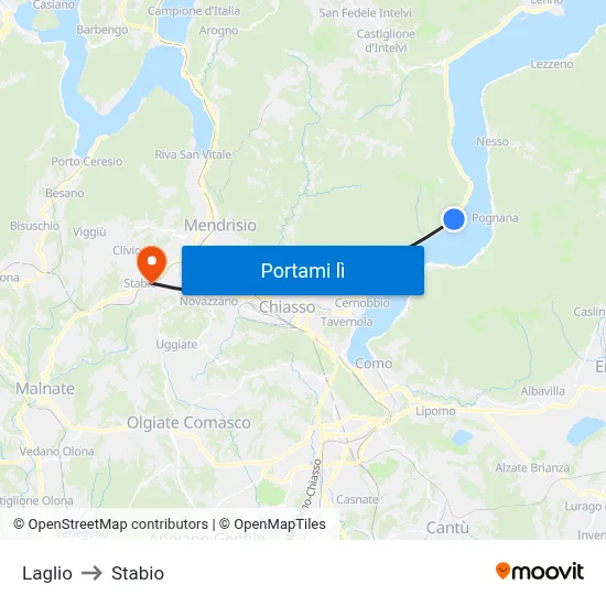 Laglio to Stabio map