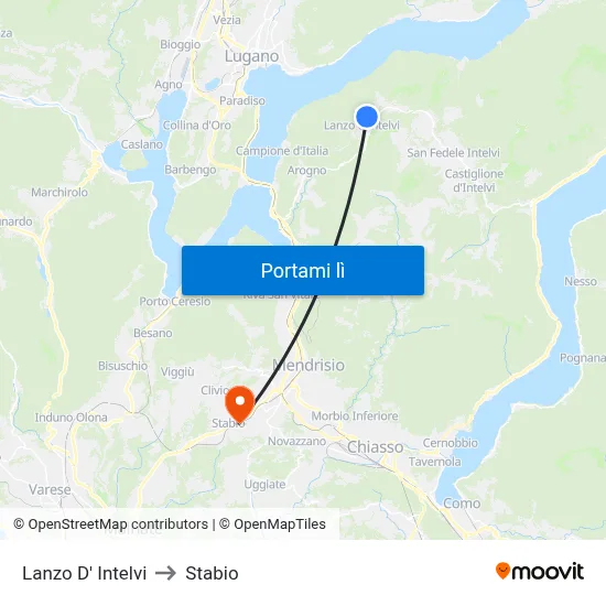Lanzo D' Intelvi to Stabio map