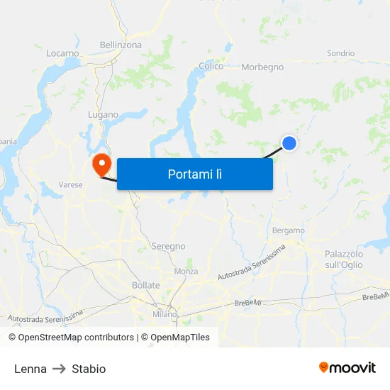 Lenna to Stabio map