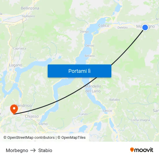 Morbegno to Stabio map