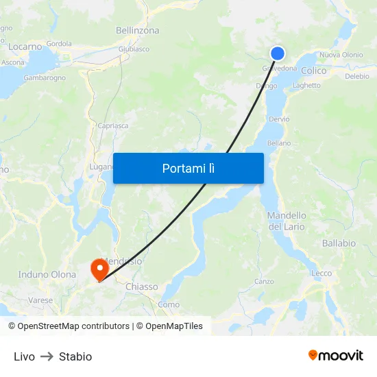 Livo to Stabio map