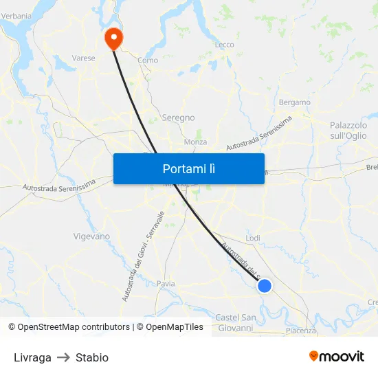 Livraga to Stabio map