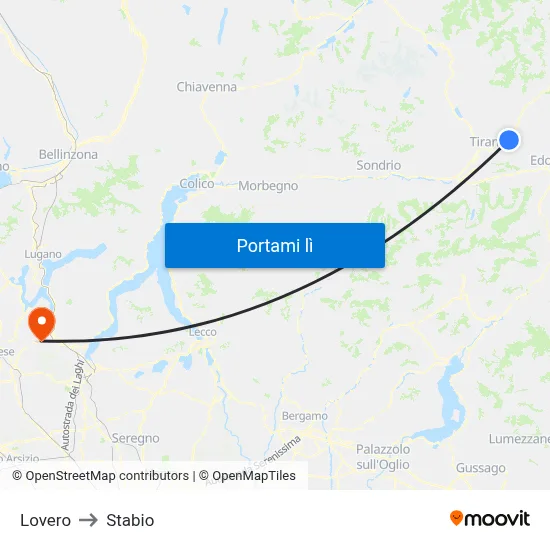 Lovero to Stabio map