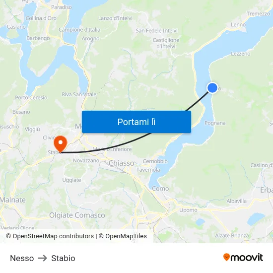 Nesso to Stabio map