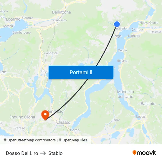 Dosso Del Liro to Stabio map