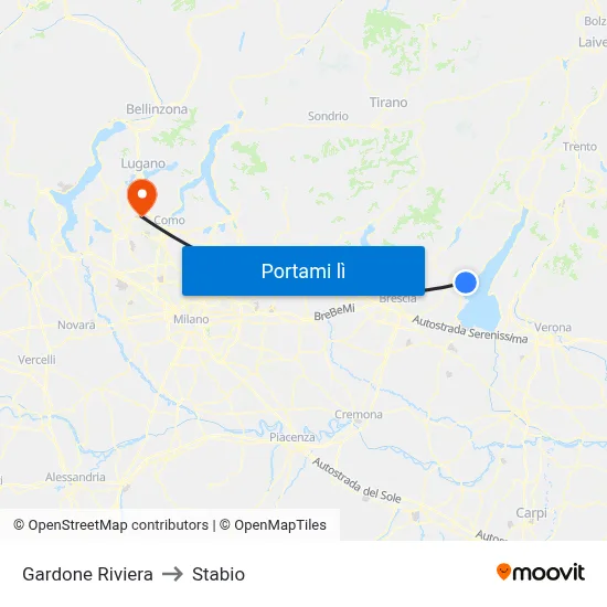 Gardone Riviera to Stabio map