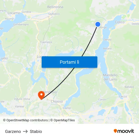 Garzeno to Stabio map