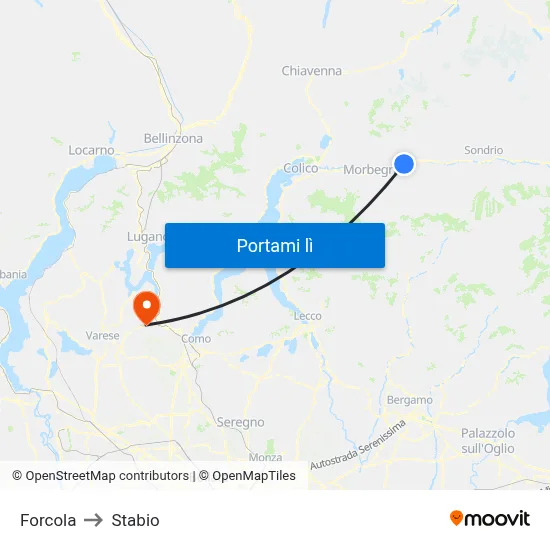 Forcola to Stabio map
