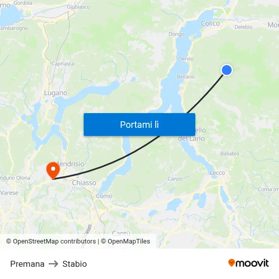 Premana to Stabio map