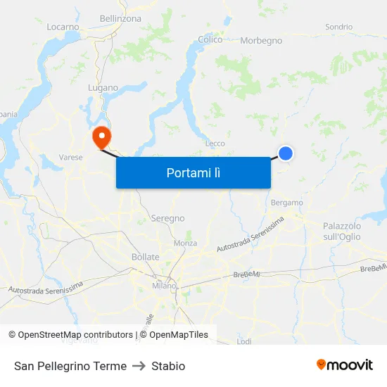 San Pellegrino Terme to Stabio map