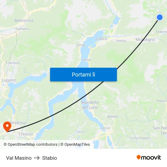 Val Masino to Stabio map