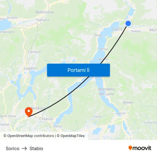 Sorico to Stabio map