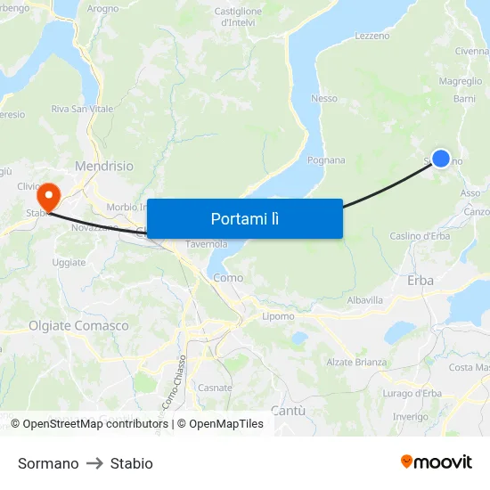 Sormano to Stabio map
