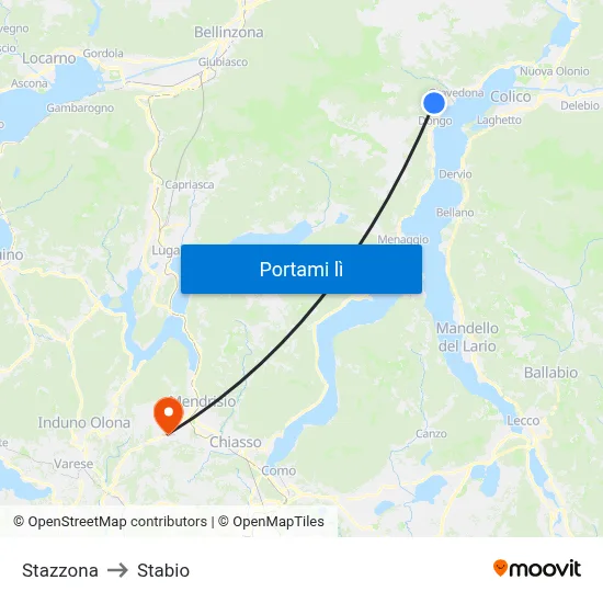 Stazzona to Stabio map