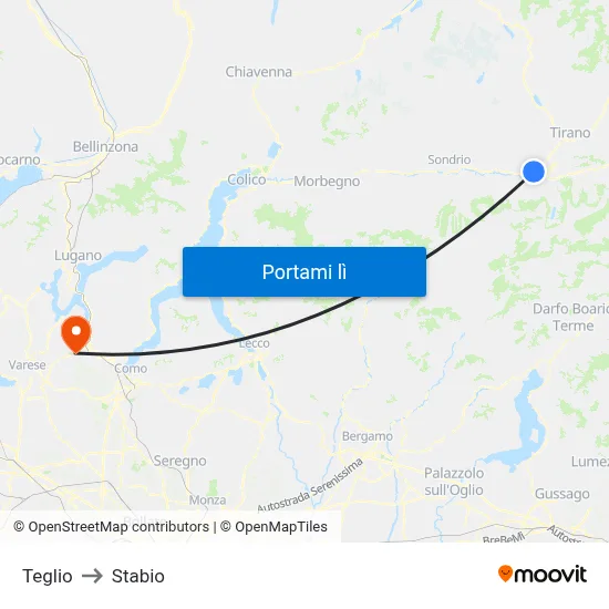 Teglio to Stabio map