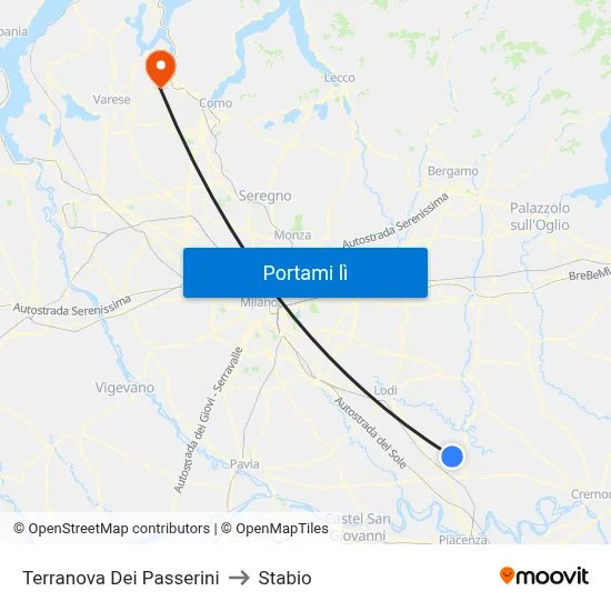 Terranova Dei Passerini to Stabio map
