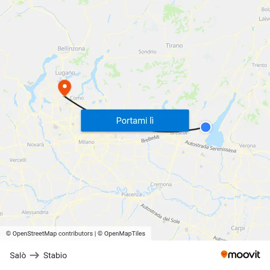 Salò to Stabio map